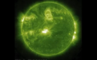 Satellite Image of the Sun during a solar storm via NASA’s Solar Dynamics Observatory from Saturday, March 23, 2024